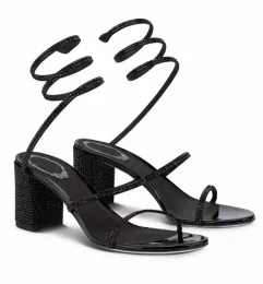 Rene Caovilla Sandalen Gladiator Wanderschuhe Flats Elegante Marken Cleo Frauen Komfort Renes Spiraler Kninggurt Lady sexy