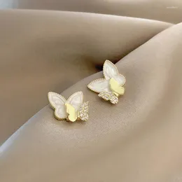 Stud Ohrringe Korean Fashion Ins Style Einfache Gold Micro eingelegt Zirkon Schmetterling für Frauen 2023 Schmuck Hochzeitsfeier
