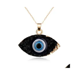 Pendant Necklaces Simple Druzy Drusy Evil Eye Women Resin Handmade Gold Chains For Female Christmas Party Birthday Gift Drop Deliver Dhlyo