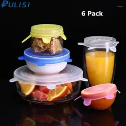 Rangement de cuisine 6 pièces couvercle extensible en Silicone couvercles réutilisables ajustement bols carrés ronds joint emballage sous vide Organisation lave-vaisselle Safe1