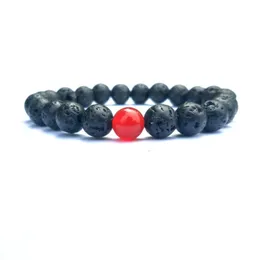 Charm Bracelets 8Mm Agate Chakras Black Lava Stone Beads Elastic Essential Oil Diffuser Bracelet Volcanic Rock Beaded Hand Strings D Dh5Bw