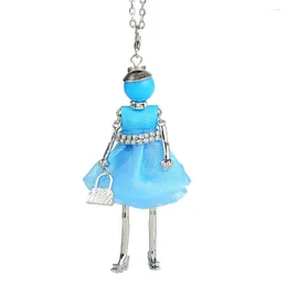 Pendant Necklaces Doll Girl Cotton Yarn Tutu Skirt Long Chain Necklace Cute Lovely Fashion Jewelry Accessories