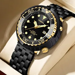 Zegarek na rękę Lige Mass Men Watch 50m Wodoodporne światło sportowe obrotowe kwarcowe zegarki z auto datą Relogio Masculino