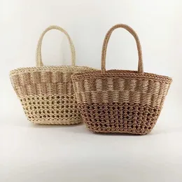 Straw Bag Hand-woven Briefcase Hollow-out Artistic Handbag Fashionable Leisure Beach Bag 230301