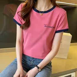 女性用Tシャツは、しっかりして、半袖の年の夏の半袖のゆるいsufengを提供する綿のTシャツの女の子を提供する