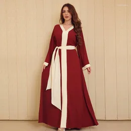 Sukienki swobodne eleganckie kobiety długie rękawowe sukienka maxi moda Arab Arab Dubai Abaya muzułmańska kaftan szat muzulman Ramadan Suknia Femme vestido Largos