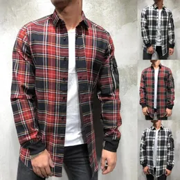 Felpe con cappuccio da uomo 2023 Causal Plaid Manica lunga Slim Fit Camicia con colletto rovesciato Top Camicetta Camisas De Hombre