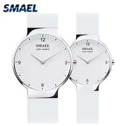 Smael Casual Quartz Watch Set 1835 Simple Par Flexibla vattentäta armbandsur Lovers Set Silver Relogio de Casal Top Gift212e