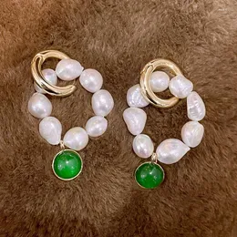 Hoop kolczyki Minar Personalność słodkowodna dla kobiet Femme Gold Kolor Stone Natural Stone Earring Codzienna biżuteria imprezowa