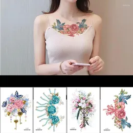 Present Wrap Waterproof Sticker Women Flower Rose Pion Black Temporary Sleeve Tattoo Sexig Body Art Fashion