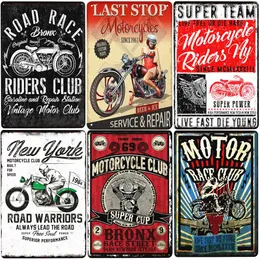 Motocykl retro metalowy znak obraz Vintage New York Motor Club Tin Garage Decor Rider Club Wall Art Poster Man Cave Plate 30x20cm W03