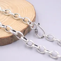 Цепи real 925 стерлингового серебряного ожерелья 6 мм овальная сеть канала Rolo 21,6 дюйма S925 Classic Design