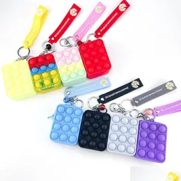 Finger Toys Fidget Sensory Fashion Color Change Storage Bag For Kids Push Bubble Rainbow Anti Stress Pedagogiska barn och vuxna Dhrnu