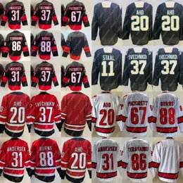 カスタム20 Sebastian Aho Jersey 88 Brent Burns 67 Max Pacioretty 37 Andrei Svechnikov 11 Staal 31 Frederik Andersen Teuvo Teravainen Hockey J