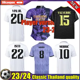 Benzema Soccer Jerseys 22 23 24 Player Version Shirt Valverde Club Cup World Cup Real Madrids Camavinga Modric Champions 2022 2023 2024 Camiseta Men Kids Kit