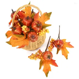 Fiori decorativi Bacche di zucca artificiali Raccolto autunnale Puntelli decorativi Pianta di simulazione fai-da-te per Halloween Giorno del Ringraziamento Autunno