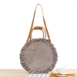 Evening Bags College Style Portable Fringed Straw Bag Shoulder Dual-use Travel Vacation Fashion Wild Casual Woven