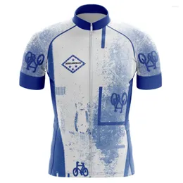 Racing Jackets hirbgod flaggorna Pride Men's Cycling Jersey står som en kort ärm cykelskjorta blå sommarcykelkläder tyz241-01