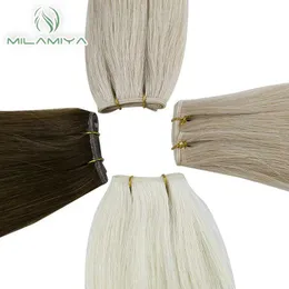 Gênio da peruca gênio da trama de cabelos humanos Pacotes retos brasileiros Um doador duplo traço de cor natural Human Human Weaves 50g Women Hair Weft