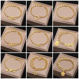 Stainless Steel Bracelets Smiley Gothic Pearl Chain Pendants Fashion Bracelet For Women Jewelry Portrait Coin Girls Gifts