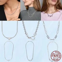 2023 Novo colar 925 prata esterlina simples colar de cobra ajuste original pandora charme pingente para mulheres jóias de prata diy