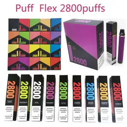 50 шт. Puff Flex 2800Puffs Одноразовые электронные сигареты 850 мАч аккумулятор 8 мл Pod 0% 2% 5% 28 Ванные вейп-устройства