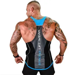 New Men Tank Top Top Gyms Workout Fitness Bodybuilding Shirt Leveless Camisa masculina Casual Singlet Vest Sirt With Letter Print2600