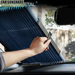 New Car Windshield Sun Shade Stretchable Front Window Curtain for Car 6 Suction Cups Thicken Aluminum Foil Reflect UV Sunshade Cover