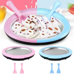 Mini Fried Yogurt Machine Ice With 2 Spatulas Homemade Cream Rolls Tray Kitchen Accessories Baking Moulds346W