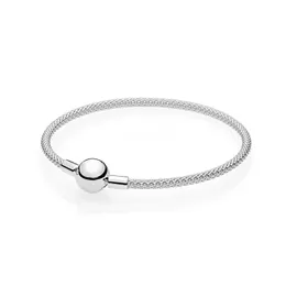 Pulseira de pulseira de malha de prata esterlina de esterlina para jóias de festa de casamento de moda Pandora para mulheres namorada presente de charme da mão