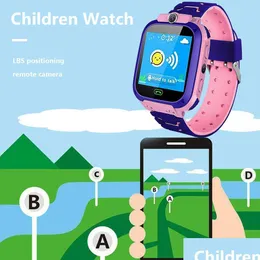 Barnklockor Q12 Kid Smart Watch LBS SOS Waterproof Tracker för barn Antilost Support Sim Card Compatible Android Phone med R DHJVF