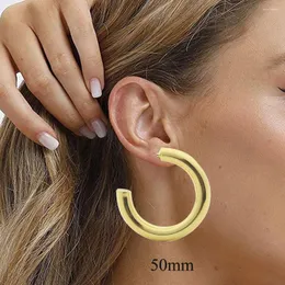 Stud Earrings 14K Gold Colored Lightweight Chunky Open Hopp For Women Girl Gift Drop Trendy Ear Jewel 20/30/50mm