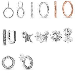 925 Fashionable Sterling Silver Charm Double-sided Double-ring Threaded Earrings Hot Style Shiny Asymmetric Star Earrings Shiny Star Earrings