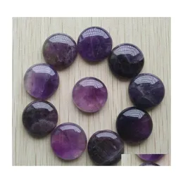 Stone 20 mm amethyst kwarc płaska podstawa okrągła cabochon torbiek luźne koraliki do naszyjnika kolczyki biżuterii