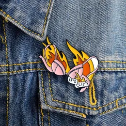 Cartoon Accessories Its Lit Bra Brooch Y Pink Shiny Flame Badge Enamel Pins Denim Shirt Cute For Girl Women Couple Love Gifts Drop D Dhuom