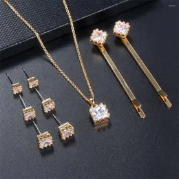 Kolye Küpe Seti 2023 Moda Kadın Kristal Vintage Piercing Altın Saç Klip Seksi Estetik Bijoux Femme