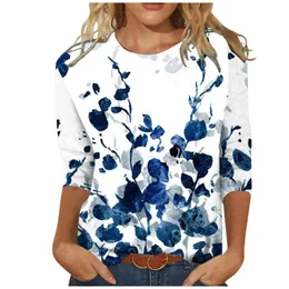 Женские футболки Женщины Лето с коротким рукавом цветочная цветочная мода