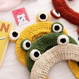 Beanies Beanie/Skull Caps Autumn Winter Kawaii Cartoon Frog Warm Ear Knitted Headband For Girl Women Wide Hairband Headwrap Head Band Hair