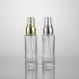 Bottiglie di stoccaggio Flacone spray in vetro trasparente da 30 ml con spruzzatore a nastro dorato per toner Cosmetico Profumatore per acqua Contenitore per trucco 10 pz / lotto P199