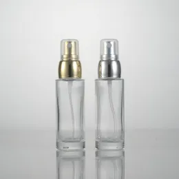 저장 병 30ml 토너 화장품 향수 향수를위한 황금색 슬라이버 분무기가있는 30ml 투명 유리 스프레이 병 메이크업 컨테이너 10pcs/lot p199