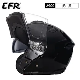 Motorcykelhjälmar CFR äkta vintage full ansikte modulär hjälm retro motocross racing vänd upp dubbel lins capacete dot ece godkänd