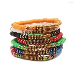 Strand Boho Fashion 5mm Polymer Clay Heishi Beads Bracciale elasticizzato africano Donna Ragazza Abaco Stringa elastica Surf Gioielli regalo