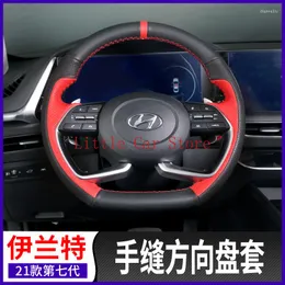 Steering Wheel Covers For Elantra 7th 2023 DIY Hand Sewing Top Leather Cover Stitch On Wrap Car Interior