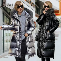Casacos de trincheira feminina de inverno grossa Mulheres de vestuário Casaco de algodão acolchoado com capuz com casaco quente casaco de casaco manchado manteau femme hiver