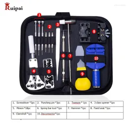 Kit di riparazione per orologi RUIPAI 14pc Kit di strumenti per aprire la cassa di rimozione del perno di collegamento per orologiaio Barra a molla Horlogemaker Gereedschap