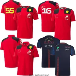 2023 Formula 1 Feraris F1 Yarış Setleri Carlos Sainz Charles Leclerc Kurulum T-Shirt Sıradan Nefes Alabilir Polo Yaz Arabası Motorsport Takımı Jersey Gömlekler