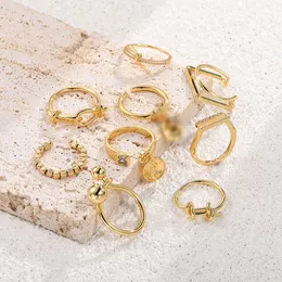 Fabrikgroßhandel 2023 neuer luxuriöser, hochwertiger Modeschmuck für Doppelstern-Frauen, unregelmäßig, einfach, verkupfert, 18 Karat Gold, offener Ring, Handstück