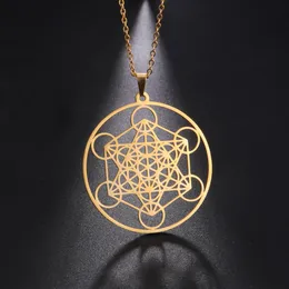 Rostfritt stål ängelförsegling ärkeängel metatron halsband kvinnor män geometriska hemligheterna i kabbalisterna trädgårdsalomon smycken