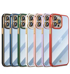 Premium Electroplated Colorful Clear TPU Soft Phone Cases for iPhone 14 13 12 11 Pro Max XR XS Max 8 7 6 Plus Samsung S23 S22 S21 Note20 Ultra S21FE A73 A72 A53 A52 A33 A32