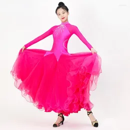 Vestido de baile de baile de baile de dança vestido de saia padrão de figurinos de competição de execução, personalizando o vermelho adulto bordado